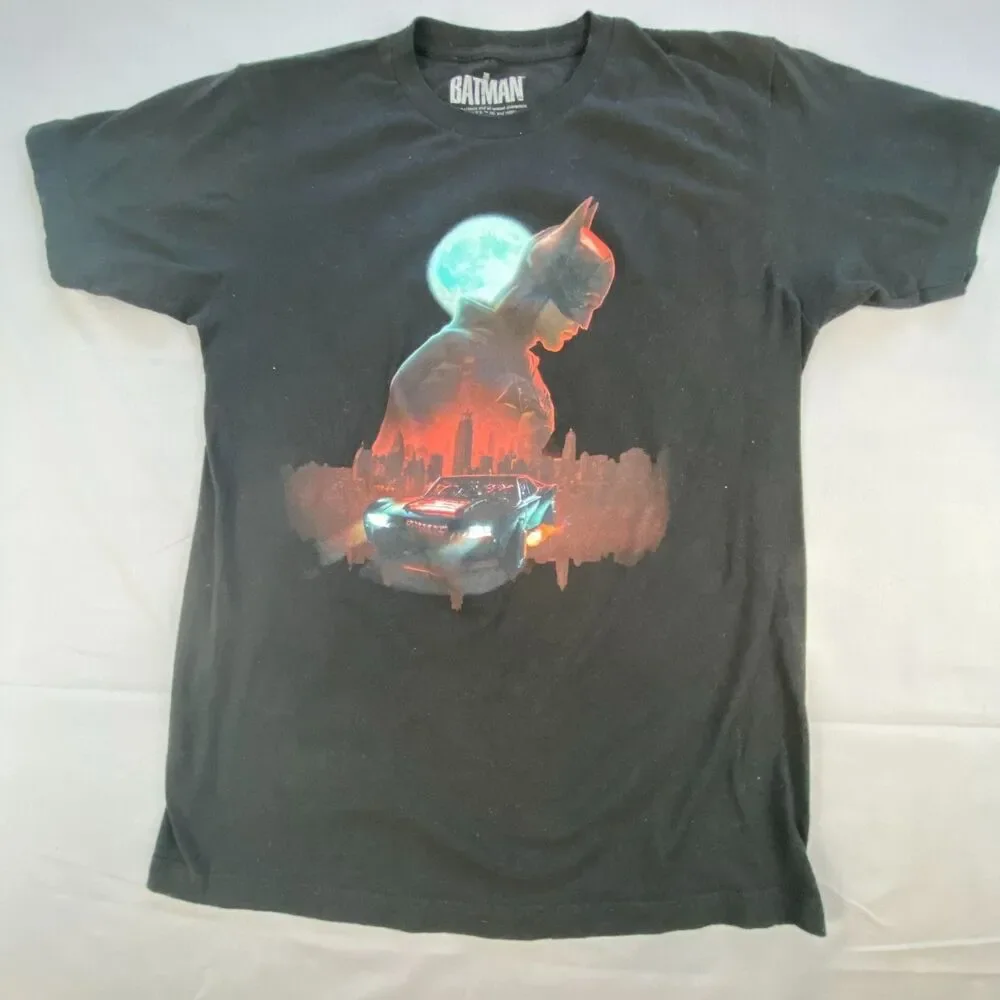 The Batman Mens Graphic T Shirt Black Size Medium Short Sleeve Movie Batmobile